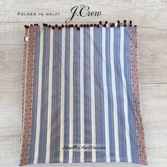 J.Crew striped patterned cotton pom pom long oversized scarf *shop@iamwarrior - Picture 5 of 11